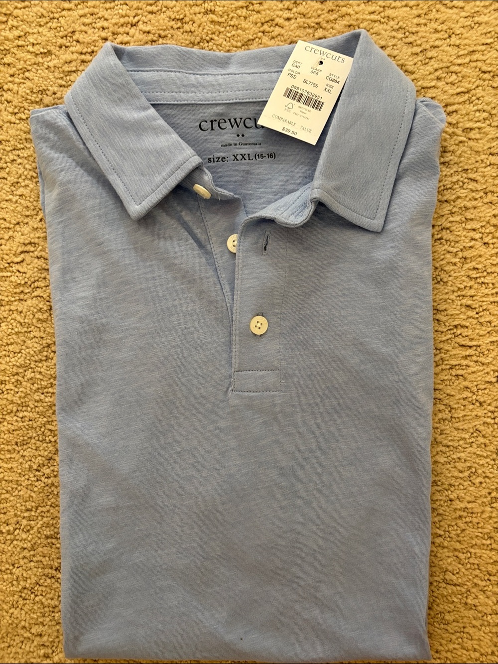 I.Crew Factory Crewcuts Light Blue Polo Shirt - Classic Collared Tee